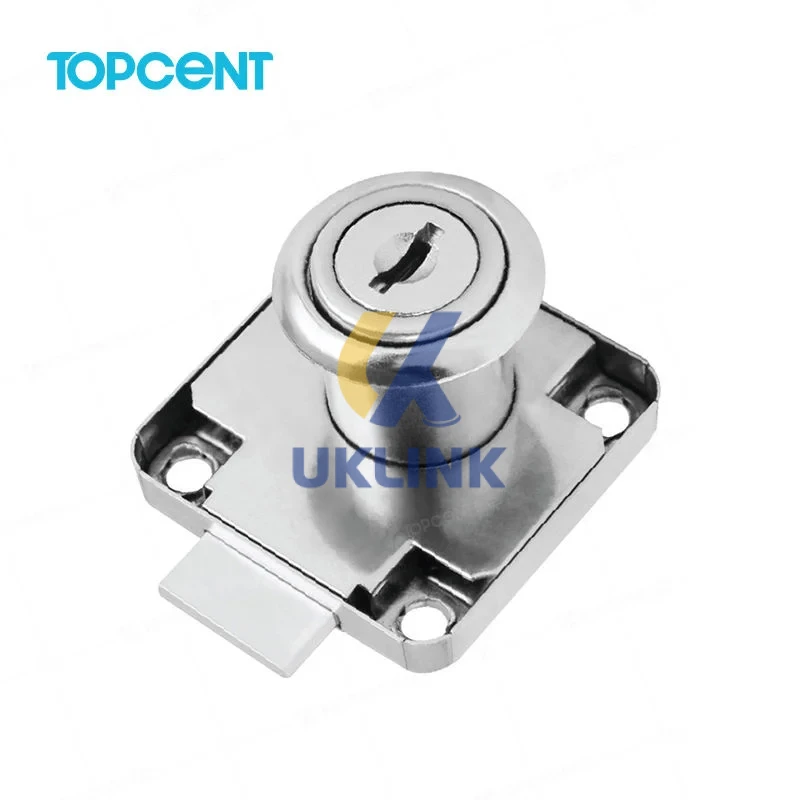 Nickel Square Wardrobe Lock with Key - Image 4