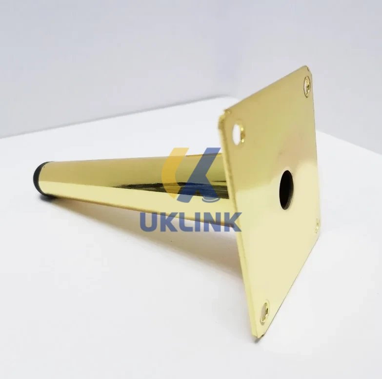 Polished Brass Cone-Shaped Sofa Legs with Square Mount