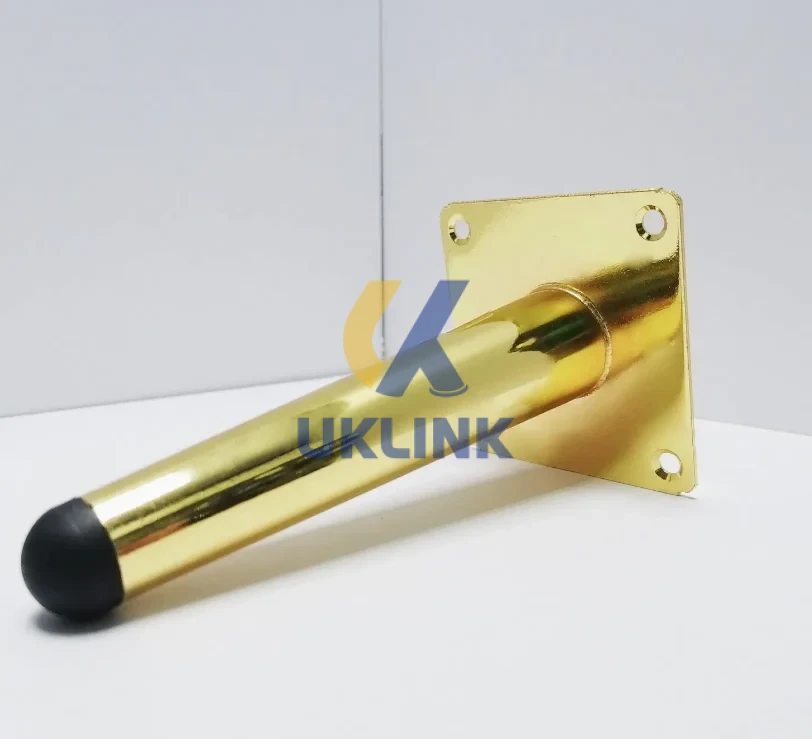 Polished Brass Cone-Shaped Sofa Legs with Square Mount - Image 2