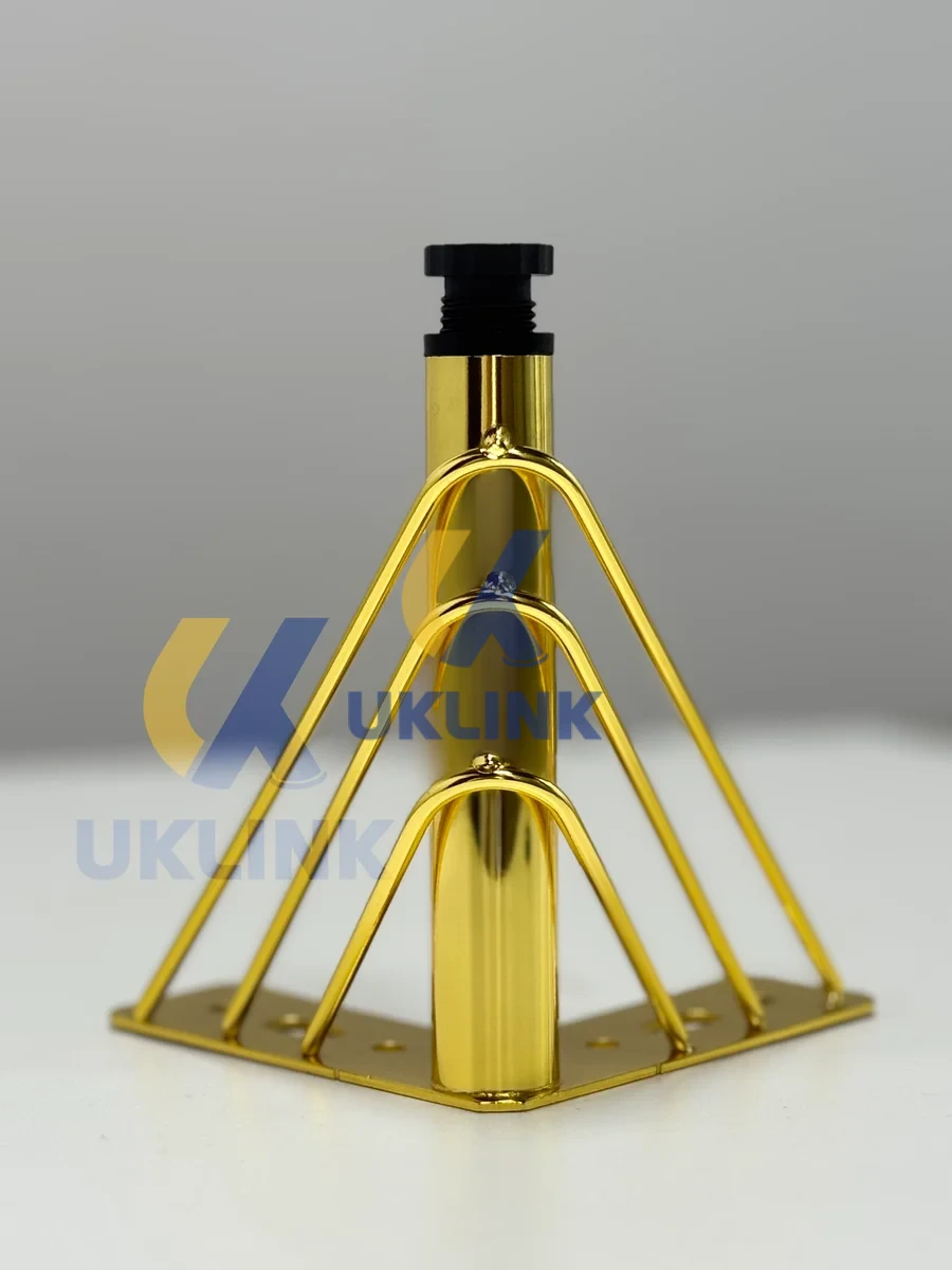 Polished Gold-Plated Steel Pyramid Wireframe Sofa Legs