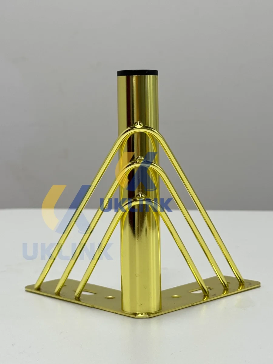 Polished Gold-Plated Steel Pyramid Wireframe Sofa Legs - Image 3