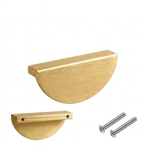 Solid Aluminum Brushed Brass Half-Moon Cabinet Pull