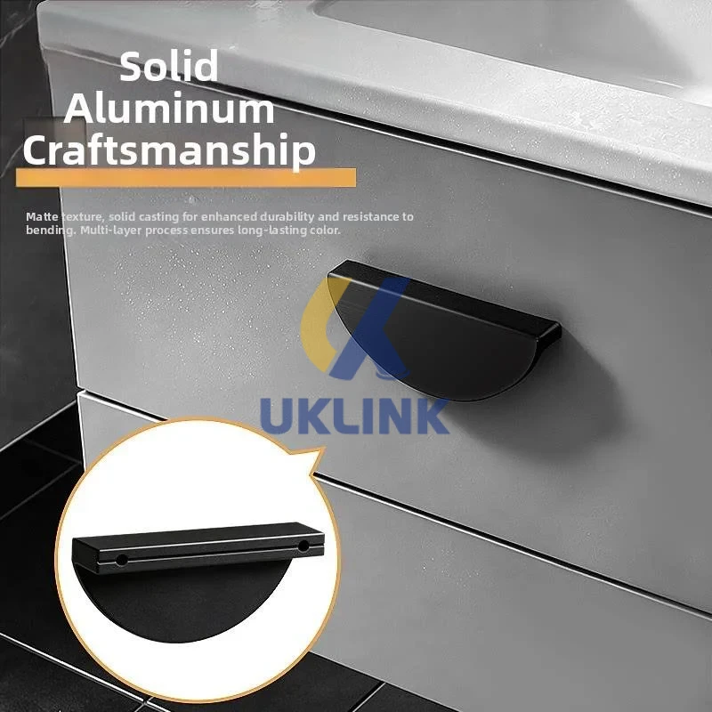 Solid Aluminum Brushed Brass Half-Moon Cabinet Pull - Image 2