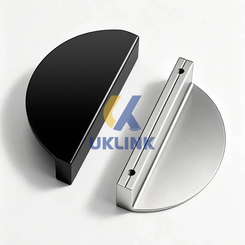 Solid Aluminum Brushed Brass Half-Moon Cabinet Pull - Image 3
