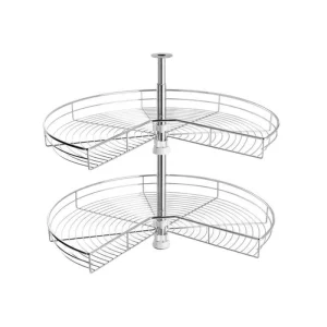 Stainless Steel 2-Tier Rotating Corner Shelf