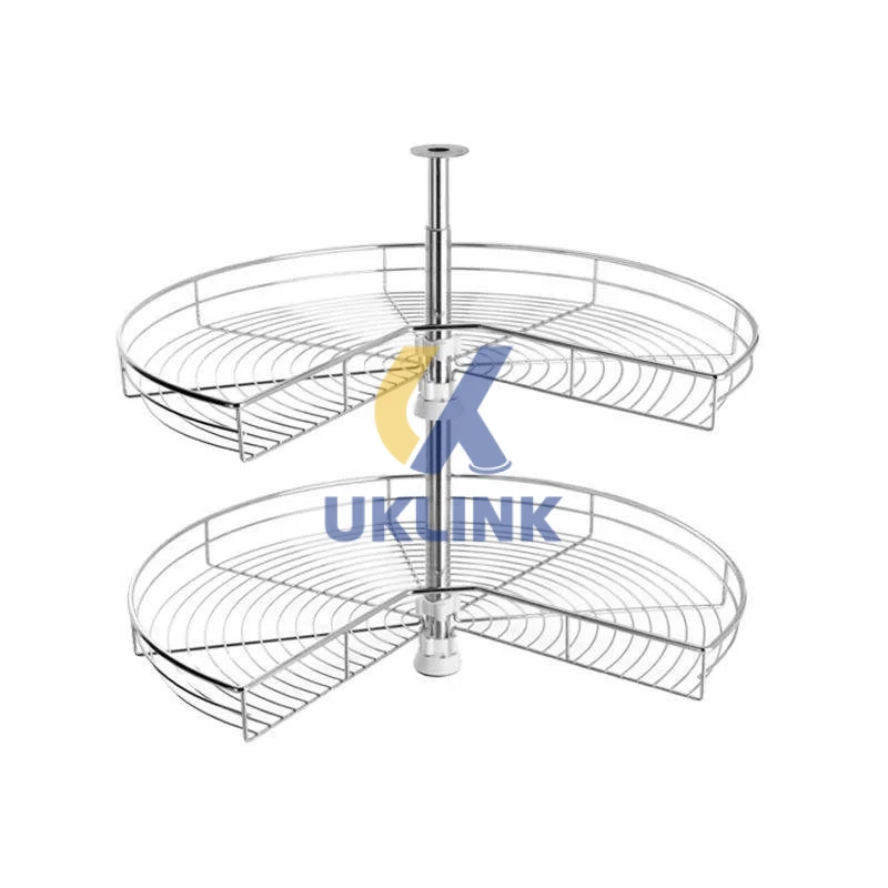 Stainless Steel 2-Tier Rotating Corner Shelf