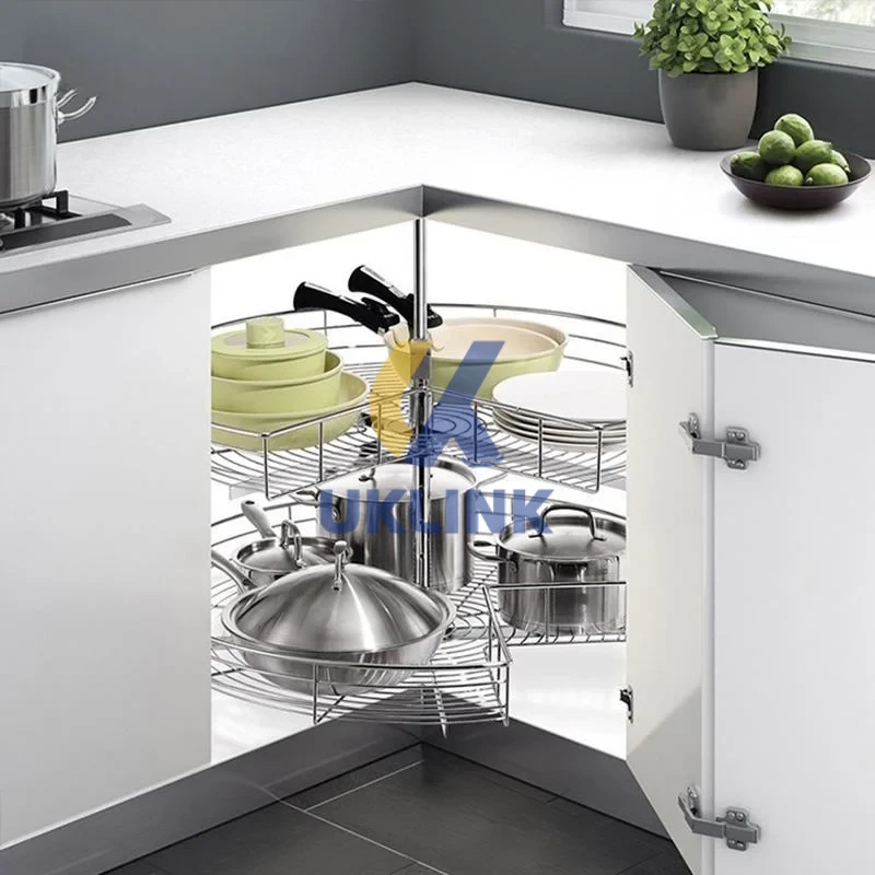 Stainless Steel 2-Tier Rotating Corner Shelf - Image 3