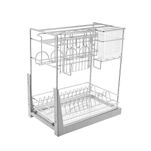 Stainless Steel 3-Tier Pull-Out Kitchen Organizer Drawer