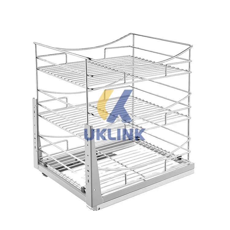Stainless Steel 3-Tier Pull-Out Kitchen Organizer Drawer - Image 2