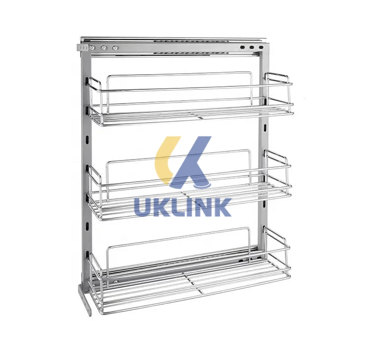 Stainless Steel & Aluminum 3-Tier Side-Mount Pull-Out