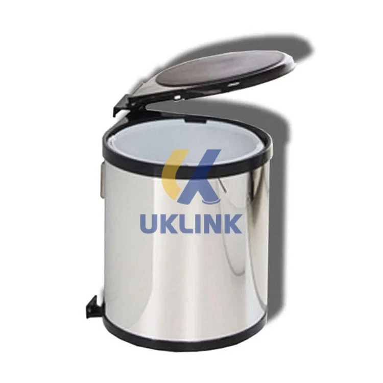 304 Stainless Steel Foot Pedal Bin with Black Lid - Image 2