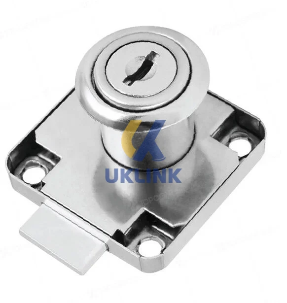 Nickel Square Wardrobe Lock with Key - Image 3