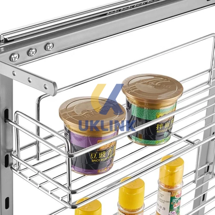 Zinc-Plated Steel & Aluminum 3-Tier Pull-Out Wire Basket - Image 3