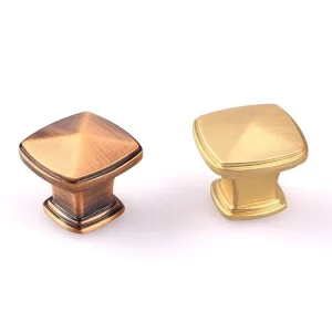 Zinc Alloy Brushed Antique Brass Square Pyramid Cabinet
