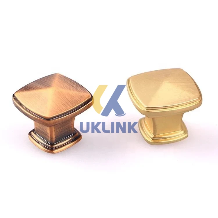 Zinc Alloy Brushed Antique Brass Square Pyramid Cabinet