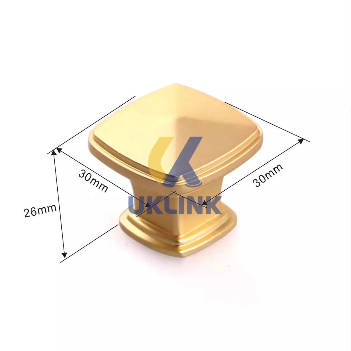 Zinc Alloy Brushed Antique Brass Square Pyramid Cabinet - Image 2