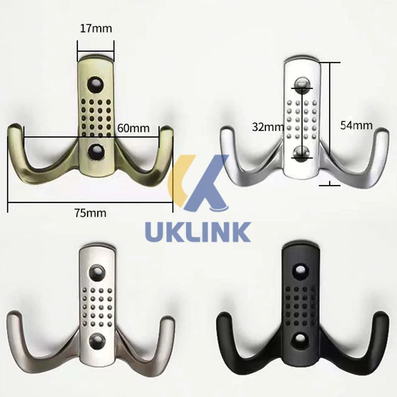 Zinc Alloy Dual-Curve Perforated Wall Hook Rack