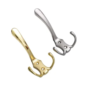 Zinc Alloy Dual-Curve Wall Coat Hook – Chrome/Gold/Matte