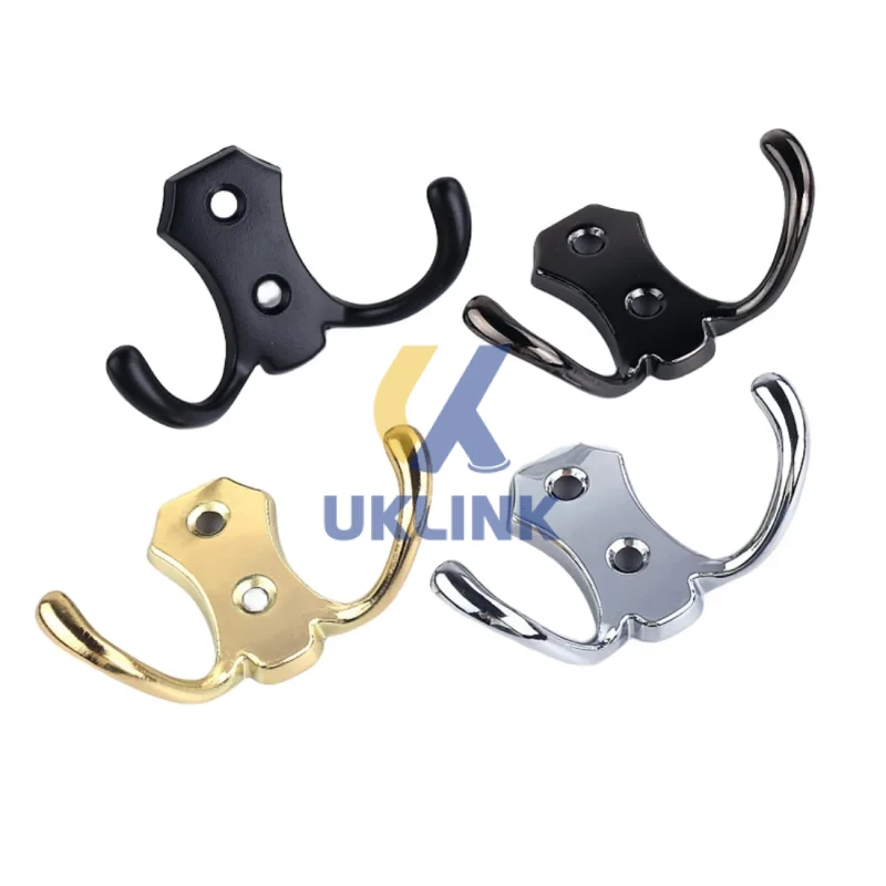 Zinc Alloy Dual-Prong Curved Coat Hooks – Polished - Image 4